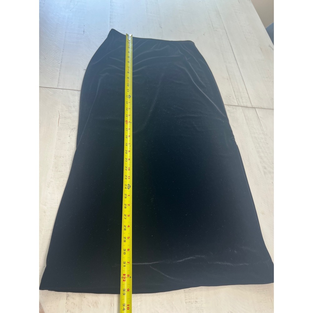 Vintage Ronni Nicole by Ouida Black Velvet Midi Skirt Stretchy Straight Size S - Picture 5 of 6